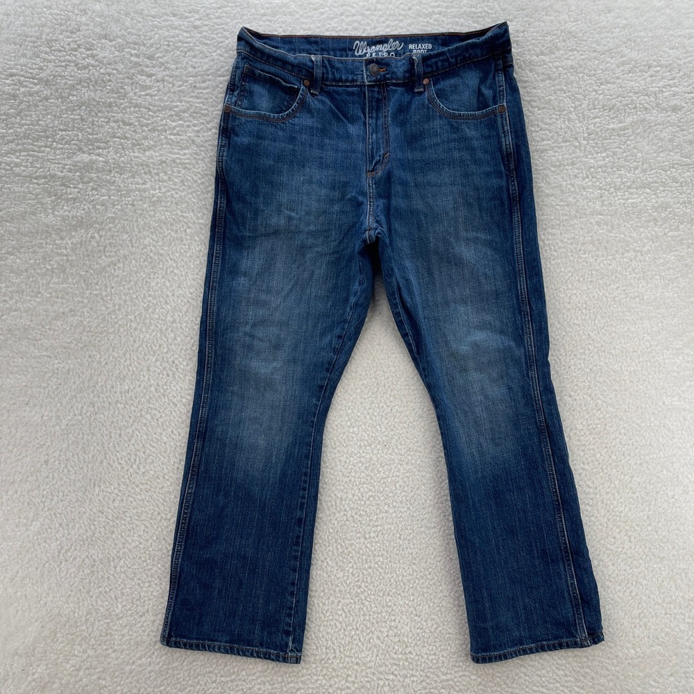 Wrangler Retro Jeans Mens 36x30 Blue Relaxed Bootcut Medium Wash Western Rodeo